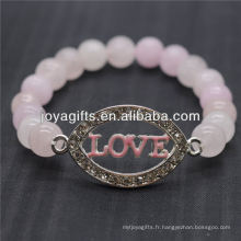 Diamante Love Logo avec bracelet en stretch de pierre semi-précieux 8MM